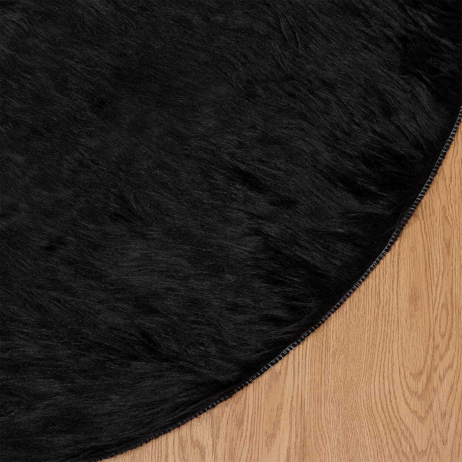 Kunstschaffell Teppich Tafalla Schwarz Ø 160 cm Polyester