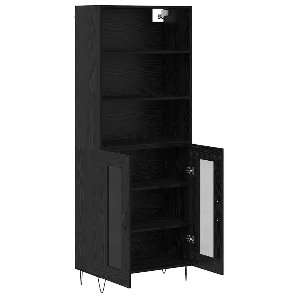 Highboard Schwarz Eichen-Optik 69,5 x 34 x 180 cm Holzwerkstoff