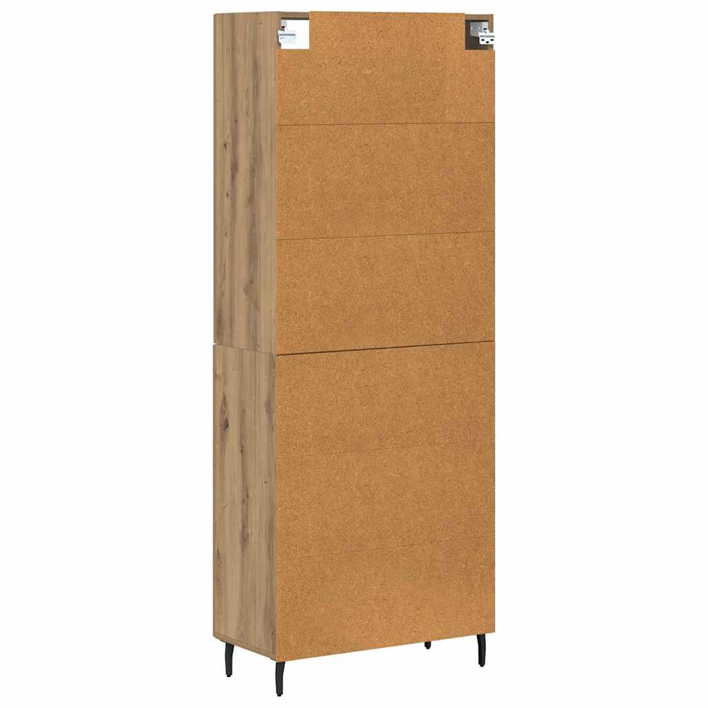 Highboard Altholz 69,5 x 34 x 180 cm Engineered Wood und Glas