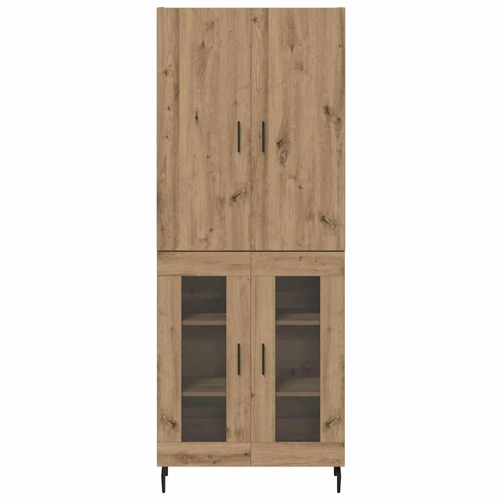 Highboard Altholz 69,5 x 34 x 180 cm Engineered Wood und Glas
