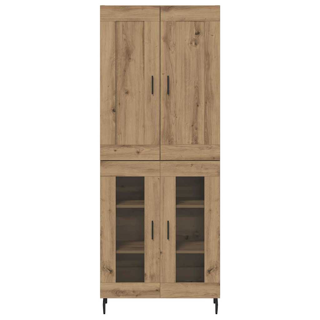 Highboard 2 pcs Artisan-Eiche Engineered Wood und Glas