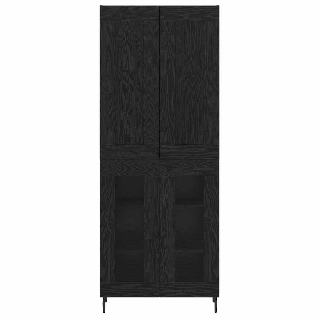 Highboard 2 pcs Schwarz Eichen-Optik Engineered Wood und Glas