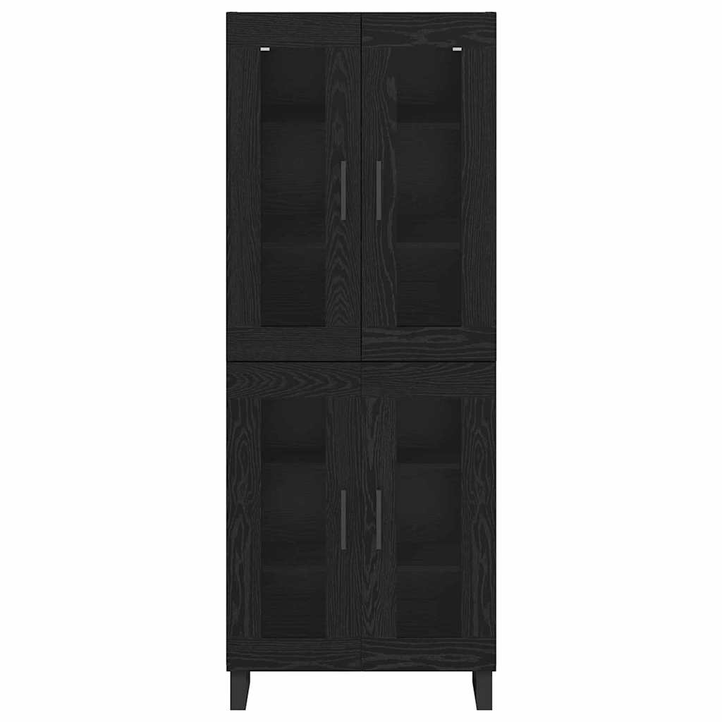 Highboard 2 pcs Schwarz Eichen-Optik Engineered Wood und Glas