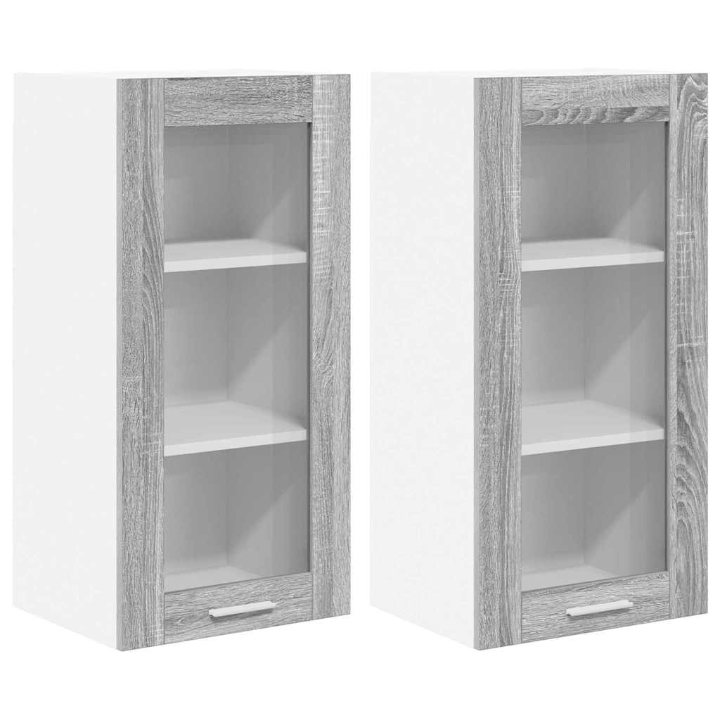 Hängeschrank mit Regal Riga 2 pcs Graues Sonoma 40 x 31 x 80 cm