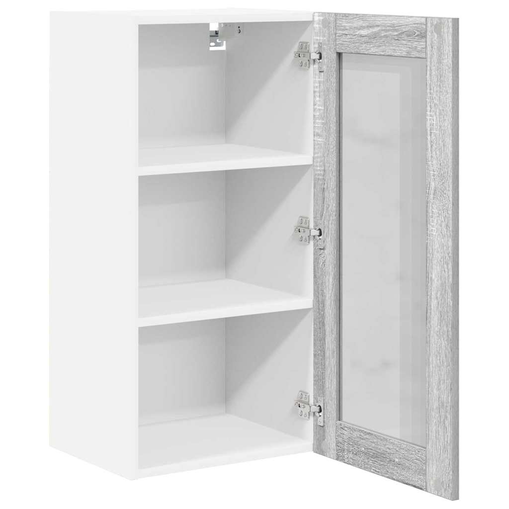 Hängeschrank mit Regal Riga 2 pcs Graues Sonoma 40 x 31 x 80 cm