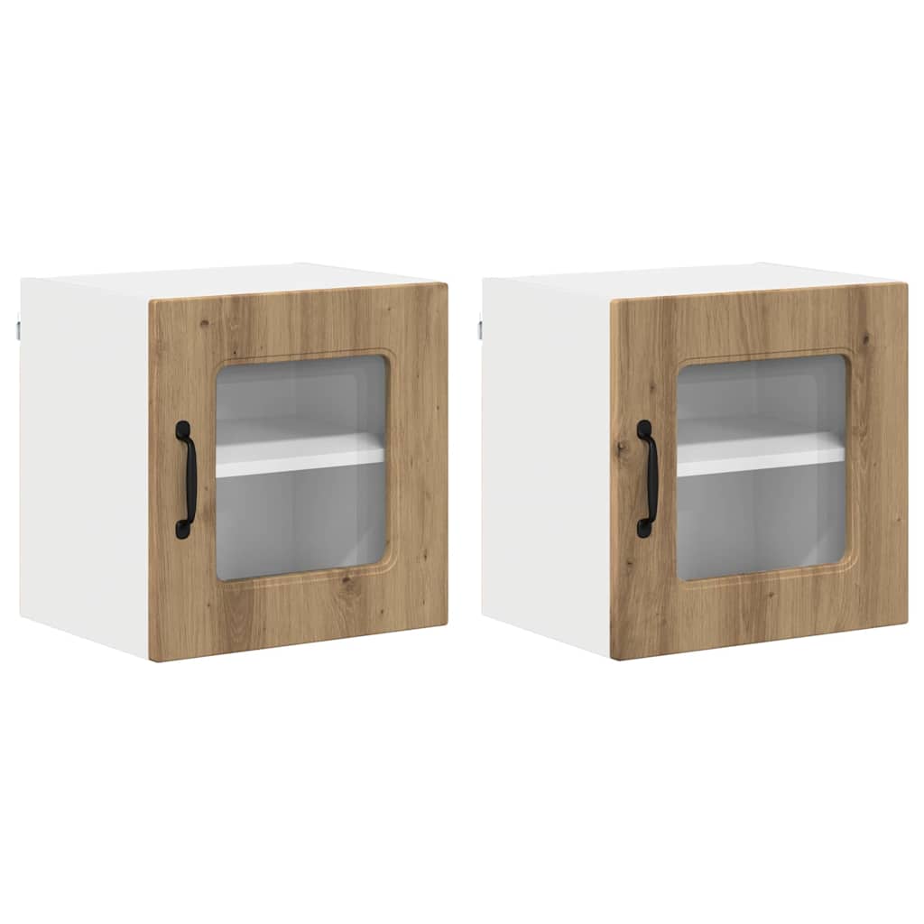 Küchenhängeschrank mit Tür 2 pcs Artisan-Eiche 40 x 31 x 40 cm