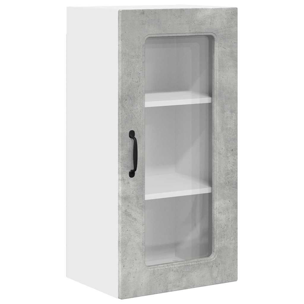 Küchenhängeschrank mit Regal 2 pcs Beton Grau 40 x 31 x 80 cm