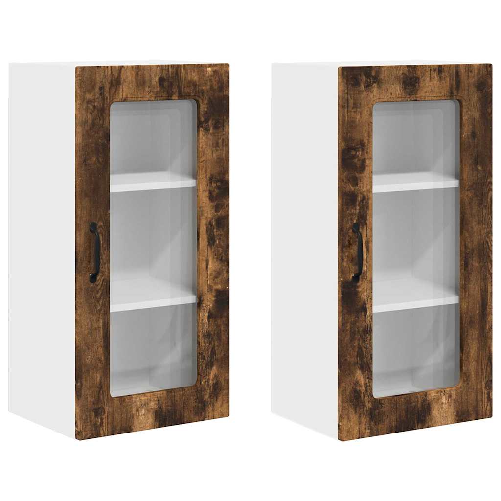 Küchenhängeschrank 2 pcs Geräucherte Eiche 40 x 31 x 80 cm
