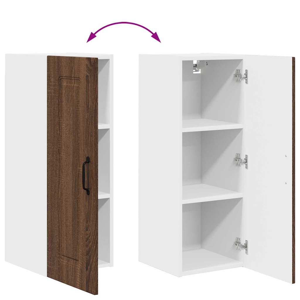 Küchenhängeschrank mit Regal Braun Eichen-Optik 30 x 31 x 80 cm