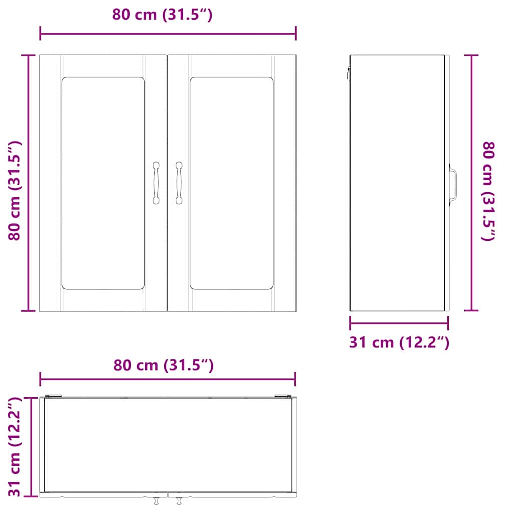Küchenhängeschrank mit Regal Braun Eichen-Optik 80 x 31 x 80 cm