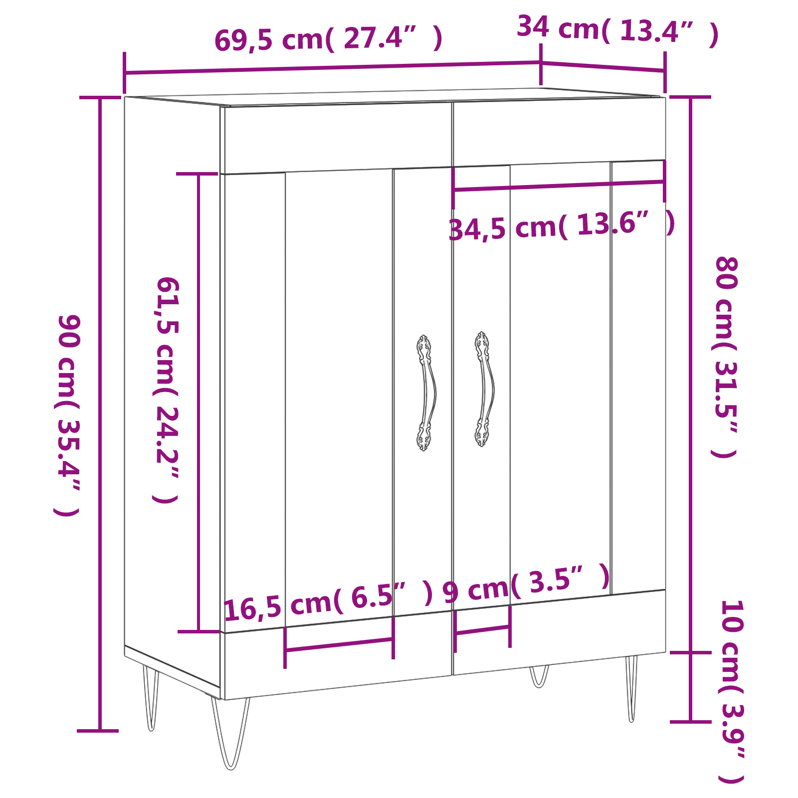 Sideboard Räuchereiche 69,5x34x90 cm Holzwerkstoff