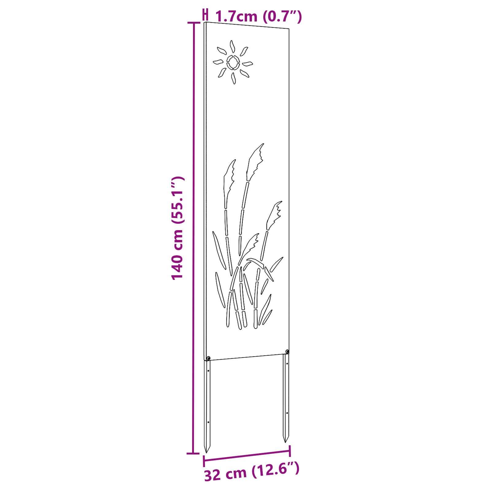 Garten dekoratives Panel Silber 32 x 140 cm Edelstahl