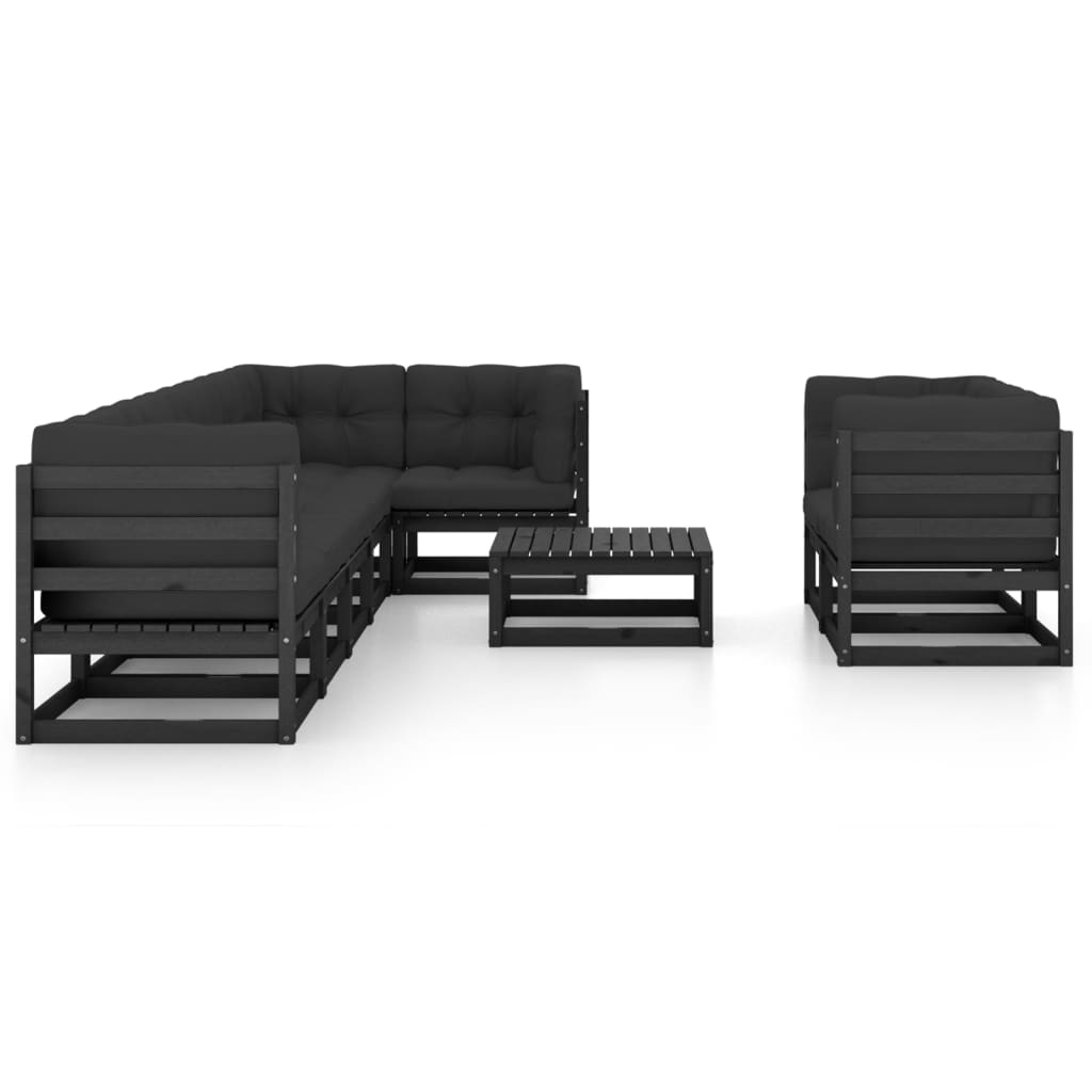9-tlg. Garten-Lounge-Set mit Kissen Kiefer Massivholz