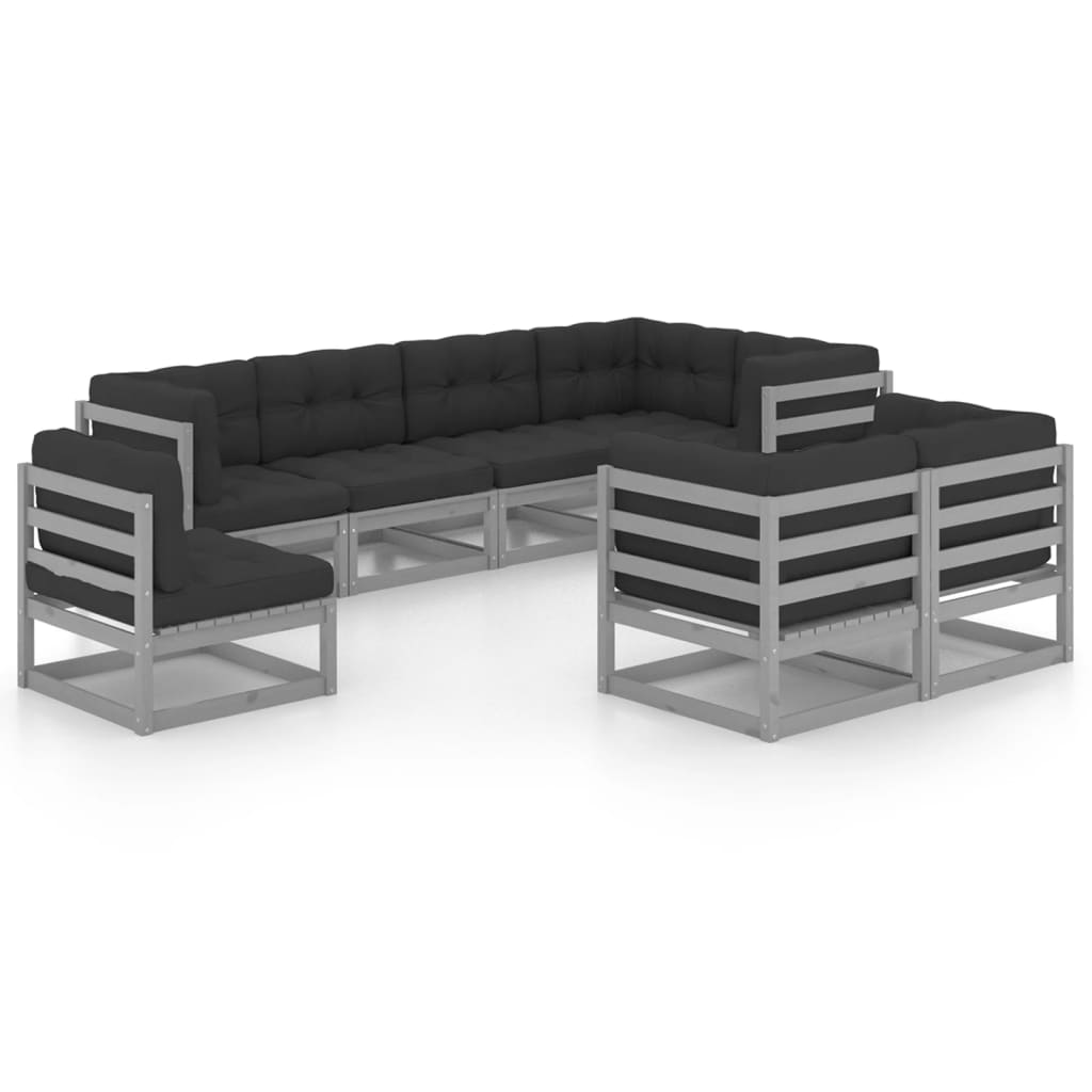 8-tlg. Garten-Lounge-Set mit Kissen Kiefer Massivholz