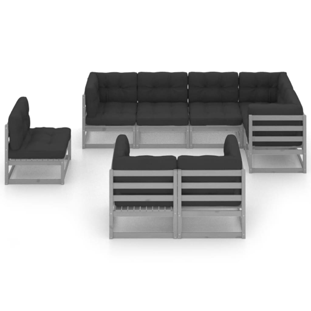 8-tlg. Garten-Lounge-Set mit Kissen Kiefer Massivholz