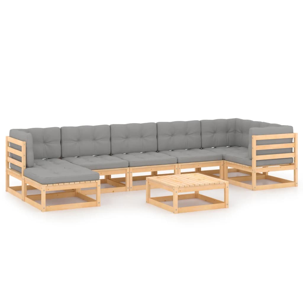 8-tlg. Garten-Lounge-Set mit Kissen Kiefer Massivholz