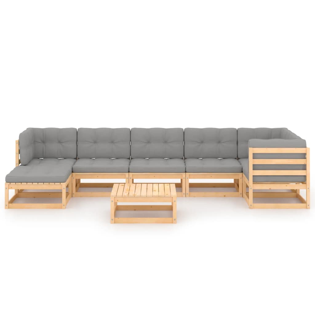 8-tlg. Garten-Lounge-Set mit Kissen Kiefer Massivholz