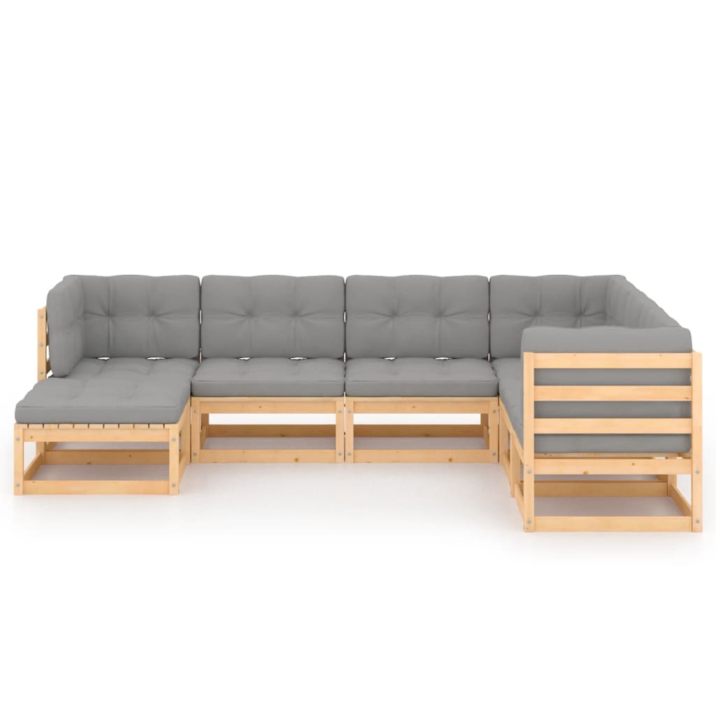 7-tlg. Garten-Lounge-Set mit Kissen Kiefer Massivholz
