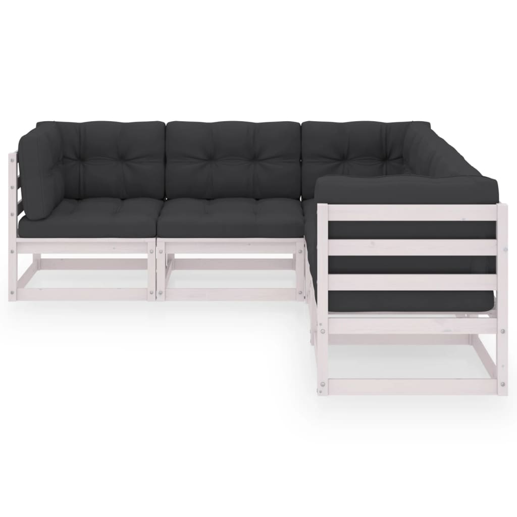 5-tlg. Garten-Lounge-Set mit Kissen Kiefer Massivholz