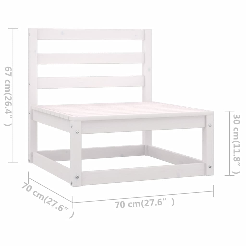 9-tlg. Garten-Lounge-Set mit Kissen Weiss Kiefer Massivholz