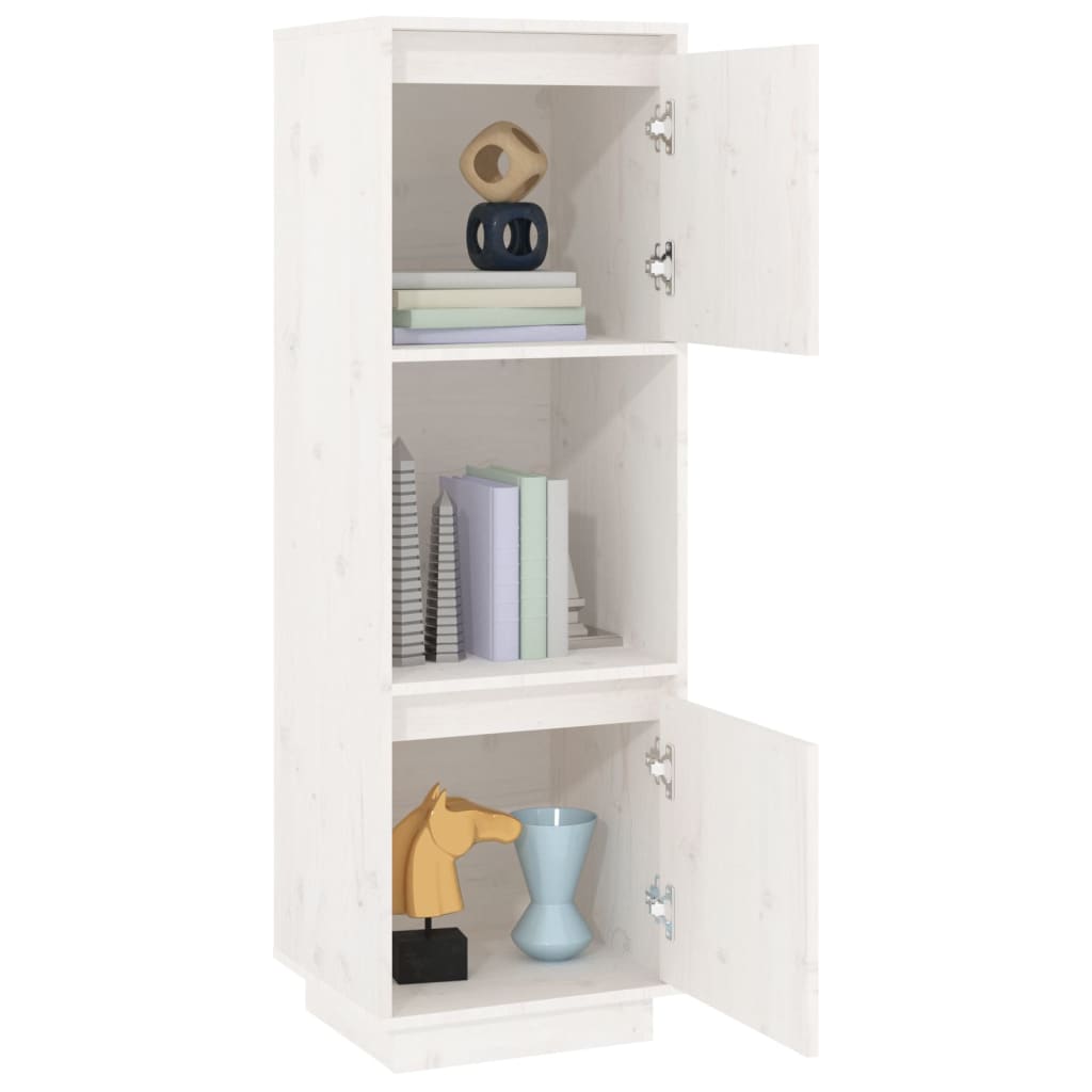 Highboard Weiss 38x35x117 cm Massivholz Kiefer