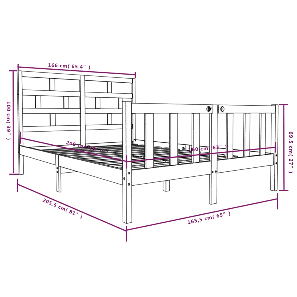 Massivholzbett Weiss 160x200 cm
