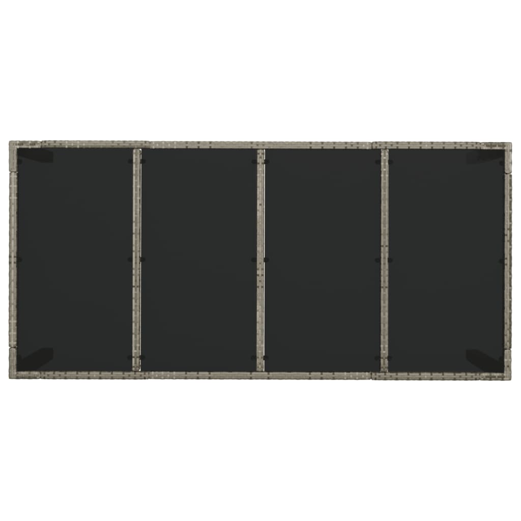Gartentisch mit Glasplatte Grau 190x90x75 cm Poly Rattan