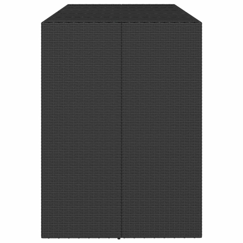 Bartisch mit Glasplatte Schwarz 185x80x110 cm Poly Rattan